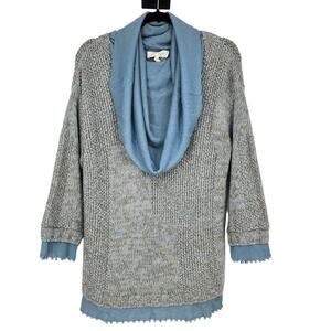 Escada Cowl Neck Wool Cashmere Blend Beaded Hem and Sleeve Sweater Size 38